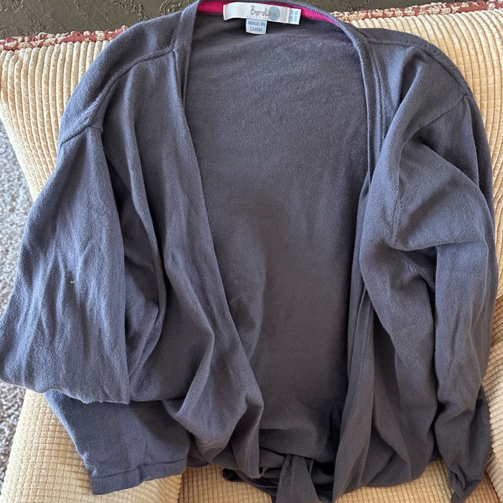 Boden Gray Cardigan Wrap Sweater with Ribbed Cuffs